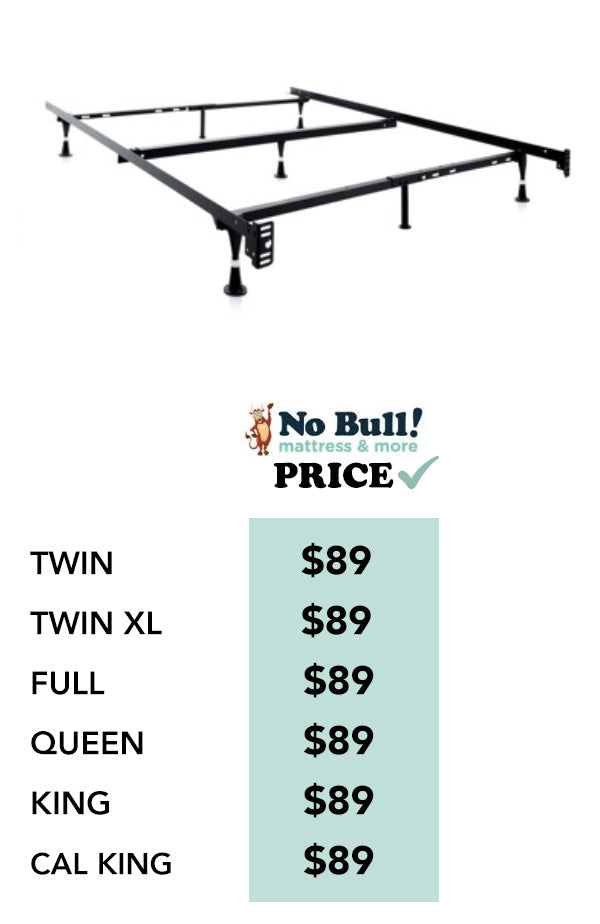 Universal Metal Bed Frame on Gliders or Rollers